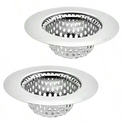 2 paquetes - Colador de acero inoxidable para fregadero de cocina y baño de 2.75" de diámetro superior / 1.5" de diámetro de la canasta, con agujeros de 1/8"