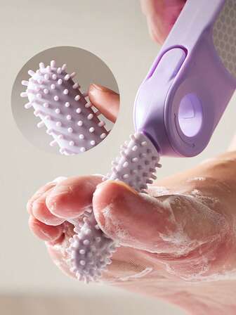 2-In-1 Foldable Foot File With Toe Gap Cleaner, 2 In 1 Toe Cleaning Brush & Foot File Callus Remover Feet In Shower Silicone Gap Brush, Portable Silicone Exfoliating Brush, Exfoliating Cleaning Brushs Set, For Feet Personal Professional Care