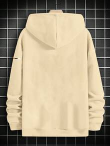 Krometka 男士秋冬极简黑色连帽卫衣 | 洛杉矶风情 - 杏色 - 查看 6