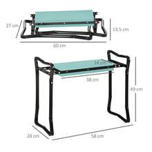 Outsunny Gardening Knee Bench, Folding Garden Stool, Knee Support Up To 150 Kg, EVA Foam, Steel, Dark Green, 58 X 28 X 49 Cm, For Comfortable Gardening Work On Site - 1 - 查看 5