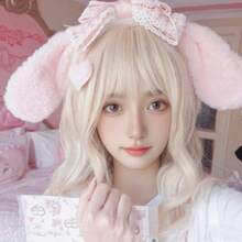 Cute Headband Blue Bow Headgear Doggie Ears Lolita Headband - 粉色 - 查看 1