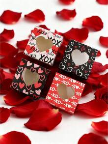 5个/20个装情人节新款结婚糖果盒，心形开窗饼干盒，烘焙包装蛋糕盒，七夕节情侣浪漫礼物方形开窗礼盒 - 彩色 - 查看 8