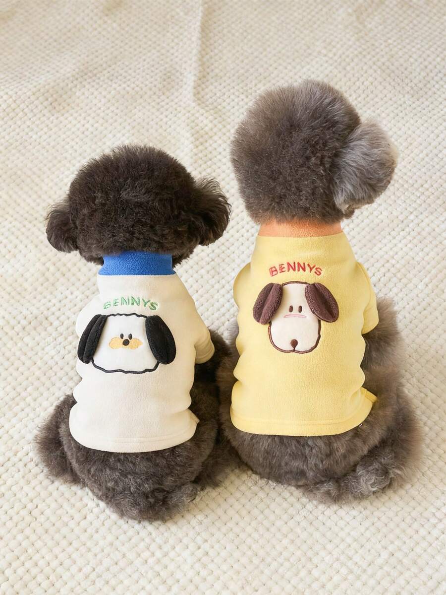 1件 HUITAIYANG 宠物卫衣，狗狗衣服，狗狗卫衣，秋冬季保暖宠物服装，猫咪上衣防掉毛，可爱狗狗印花，适合中小型犬猫 - 彩色 - 查看 1