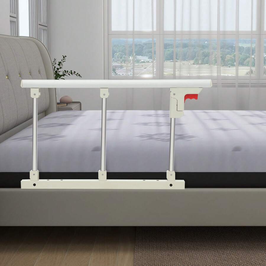 Bed Safety Rail, Folding Bed Assist Handle, Fold Down Bed Rail, Foldable Adult Safety Supported Handle For Home Care - Bạc và Trắng - Xem 1