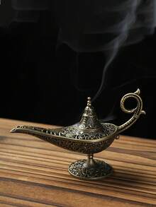 1/2 chiếc lư hương hình đèn và kẹp hương màu vàng, thích hợp để đốt xô thơm, sáp thơm, trang trí nhà cửa theo phong cách cổ điển, trang trí nhà cửa sáng tạo cá nhân hóa. - Đồng - Xem 9