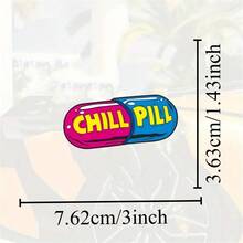 1PC 3 Inch Waterproof Outdoor PVC Removable Sticker Chill Pill Capsule Retro Pop Art 90s 2000s Y2K Aesthetic Colorful Cartoon Relax Good Vibes Only Anxiety Relief Decal For Laptop Fridge Skateboard Luggage Room Decor Party Favors Girl Style - Multicolor - View 3