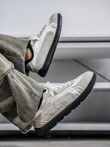 Shoes 男士时尚复古休闲厚底运动鞋，保暖内里，适合跑步 - 灰色 - 查看 6