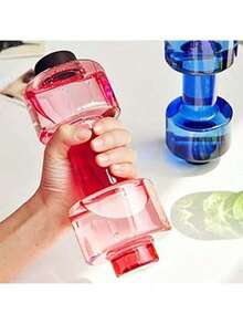 1个防漏哑铃水杯，双用途550毫升哑铃水壶，便携式创意运动水杯，健身房适用 - 彩色 - 查看 1