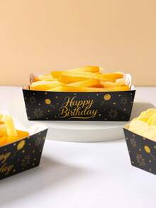 12个装黑色金色生日纸盘，金色箔纸设计，生日快乐一次性纸盘，生日派对小吃盘，纸盘，甜点盘，派对拼盘，生日装饰，生日礼物，家居装饰，桌面装饰，新年派对用品，厨房配件，厨房收纳 - 黑金生日 - 查看 6