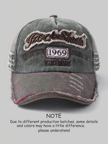 1pc Vintage Style Embroidered Letter Distressed Washed Hole Unisex Baseball Cap