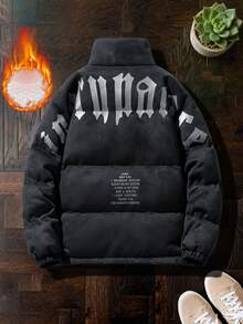 Casaco Acolchoado de Gola Alta para Homens no Inverno, Tecido de Camurça e Pelúcia - Desafia o , Textura Macia e Confortável, Design de Gola Alta, Quente para Atividades ao Ar Livre e Uso Casual Diário