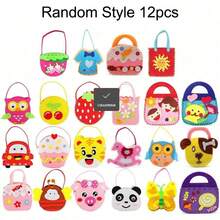 12pcs Cute Cartoon Felt Handbag DIY Kit, Suitable For Girls Creative Handmade Bags, Children's Party Gifts, Creative Handmade Fun Expression, Also Helpful For Developing Fine Motor Skills - Multicolor - View 6