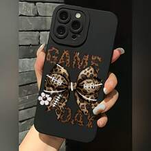 2026 nueva funda de teléfono mate, funda de teléfono con diseño de estampado de leopardo y lazo de fútbol para  17 15 Pro Max  17 14  17 13  Galaxy S23 S22 S21 protector de teléfono funda de pareja regalo para él y ella regalo de vacaciones - Azul Klein - Ver 3