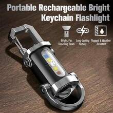 Portable Rechargeable Bright Keychain Flashlight Phone Charger, 1200 Lumens Waterproof Mini EDC Compact Keychains Flashlight, LED USB Torch Light With 7 Modes Type-C For Outdoor Camping (2pcs) - 1pc - 查看 12