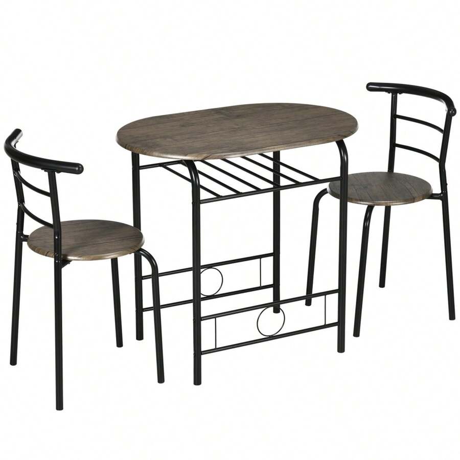 HOMCOM Bistro Set Dining Table Kitchen Table With Chairs, 1 Table, 2 Chairs, 80 X 53 X 74.5, Black - 1 - View 1