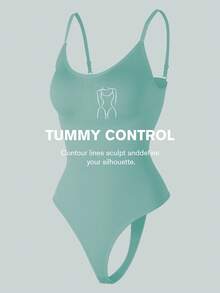 1 st sömlös shapewear-body för kvinnor, stringtrosa, bantningsbody, magkontrollbody, shapewear, midjetränare - Mint Grön - Visa 8