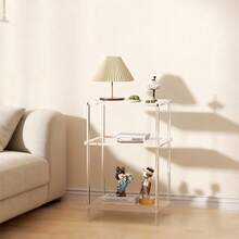 2-Tier Acrylic Side Table, Modern Home Bedside Table, Transparent Bedroom Coffee Table, Suitable For Living Room, Sofa, Bathroom - Transparent - View 6