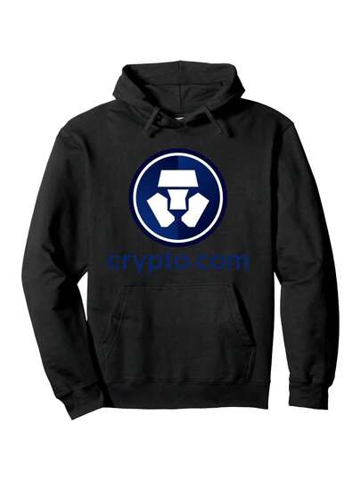 Men'S Crypto.Com Cryptocurrency CRO Logo Hooded Sweatshirt - Slim-Fit Crypto Enthusiast Apparel, All-Season With Adjustable Drawstring Hood, Long Sleeve Casual Pullover For Bitcoin & Crypto Trading Events, Crypto.Com Branding Design (Officially Lice