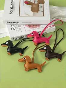 Cute Dachshund Leather Keychain Lucy Girls Inspired Bag Hanger Dog Car Ornament For Pet Lovers Key Ring Gift - one-size - View 3