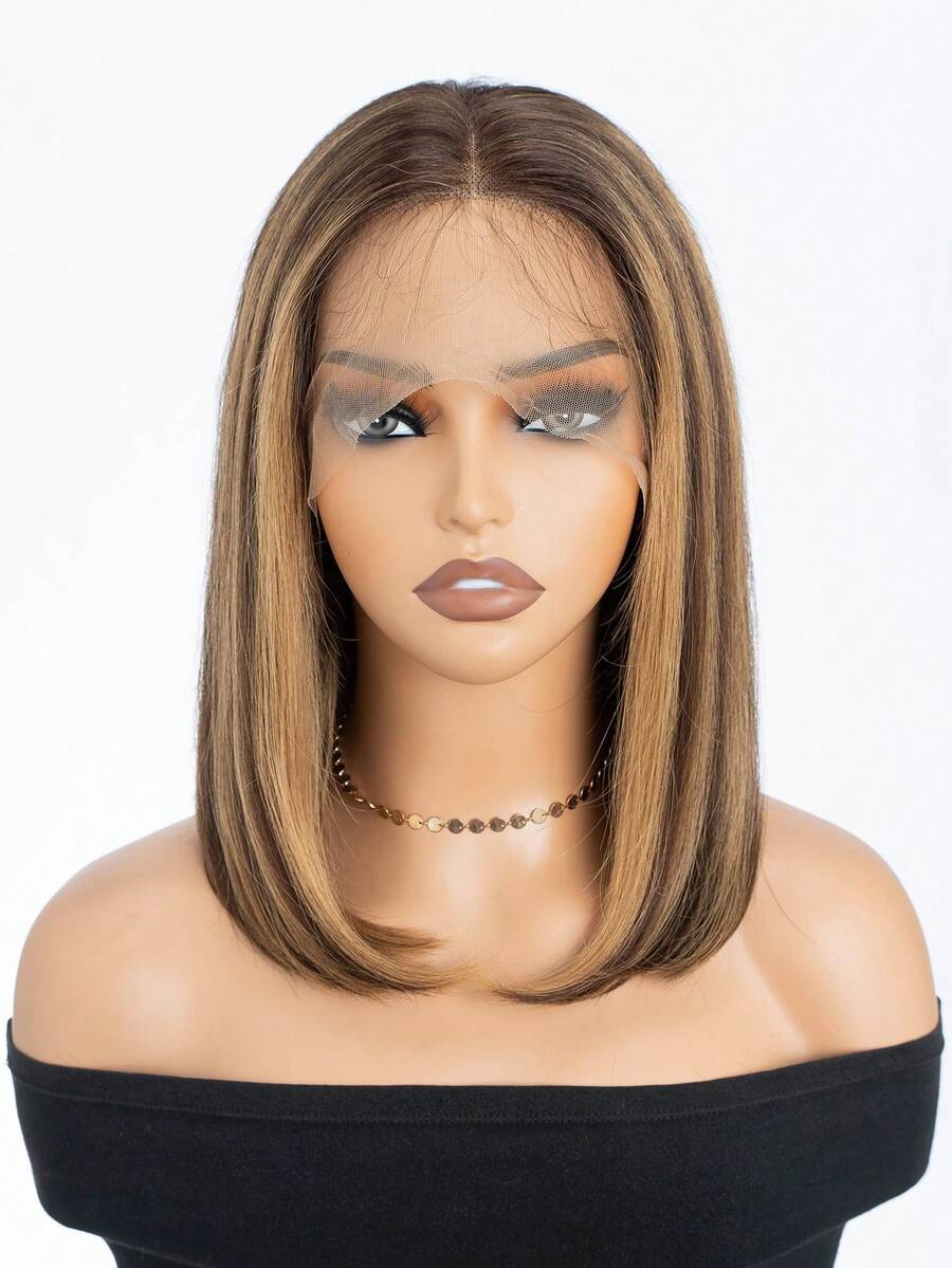 QVR QUEEN VIRGIN REMY QVR 高光泽波浪蕾丝前假发，真人发直发波浪蕾丝前假发，预先拔毛，带婴儿发，无胶波浪假发 - S4/27 - 查看 1