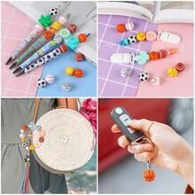 10 Pcs Sports Silicone Beads - 15mm, Basketball Soccer Baseball Football Volleyball Beads For Keychain Making, Crafts Accessories(Random Mix) - Multicolor - View 5