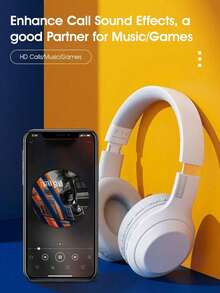 Lenovo 联想头戴式无线蓝牙耳机，有线/无线双模，游戏耳机，重低音，运动耳机，带降噪功能，兼容iPhone和安卓手机 - 白色 - 查看 7