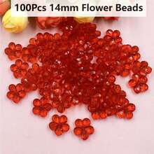 100Pcs 14mm Multicolor Spacer Loose Beads With Hole Flower Shape Handmade Material - 100 hạt cánh hoa 14mm - Xem 12