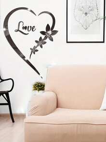 1Set Romantic Heart Love Decorative Mirror Wall Sticker, Self Adhesive Removable Romantic Heart Acrylic Mirror Sticker, Living Room Bedroom Decorative Stickers, 1mm Thickness Best Gifts Birthday Graduation Home Decor Back To School School Supplies - Multicolor - View 3