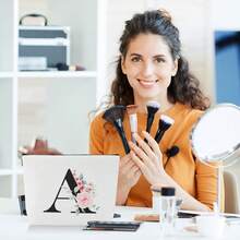 Blisswave Kosmetiktasche mit Namen, personalisierte Kosmetiktasche von A bis Z, hochwertiger Metallreißverschluss, exquisites Druckdesign, gefüttert, personalisierte Geschenke für Frauen undädchen (weiß) - V - Übersicht 4