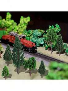 50个模型火车景观仿真树微缩雕像，2-6厘米/0.79-2.36英寸灌木模型树立体模型树，迷你树，适用于DIY工艺品建筑模型，人造战争游戏树模型家居装饰 - 彩色 - 查看 8