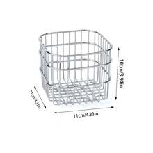 Ins Style Desktop Cosmetics Storage Basket Multi-Purpose Storage Rack For Miscellaneous Items Organizing Storage Box Beauty And Makeup Storage Basket Suitable For Dressing Table, Bathroom Washstand Kitchen Storage Basket - Silver - View 3