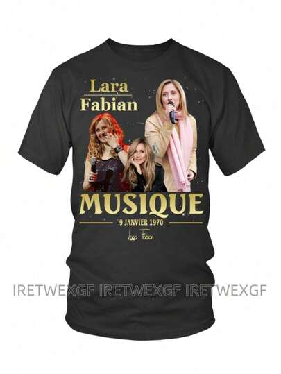 Lara Fabian Konzert T-Shirt - Schwarzes Shirt mit goldenem Typografie-Design, offizielles Musik-Tour-Merchandise für Fans - atmungsaktiver Stoff, maschinenwaschbar, unisex Lässig Konzert-Outfit - Lara Fabian Musik-Memorabilia Geschenk, Konzert T-Shirts, lebendiger Muster, strapazierfähiges Material, Fan-Bekleidung, klassisches Design, hochwertige Qualität