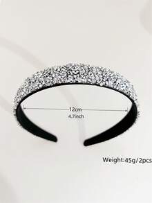 2pcs Rhinestone Headbands For Women, Minimalist Wide-Banded Non-Slip Hair Accessories, Elegant & Versatile For Daily Use, Hair Band, Hair Hoop