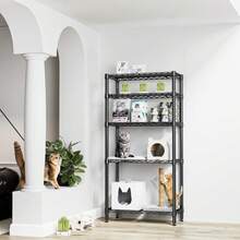 M MZG 1250 Lbs Storage Rack Metal Wire Shelving Unit,  5 Tier Black Heavy Duty Storage Standing Shelf Organizer For Laundry Bathroom Kitchen Pantry Closet Garage Basement Office-13.8" D X 29.5" W X 59.5" H - 黑色 - 查看 4