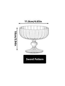 1 pieza Tazón de vidrio con estilo retro e INS para helado, yogur, postre, batido y pudín - transparente - Ver 14