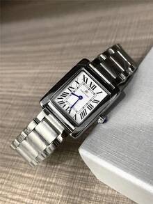 Pablo Raez A Single-Piece Classic Women's Watch Set, Featuring High-Quality Stainless Steel Silver, An Original Charming And Luxurious Dress Watch, An Elegant New Vintage Women's Watch, A Beautifully Designed Rectangular Quartz Watch, A Stylish White Dial, A High-Quality Popular Square Women's Wristwatch, 50-Meter Water Resistance, - Silver - View 5