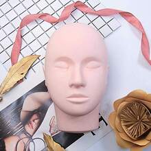 Eyelash Extension Practice Head, Makeup And Eyelash Extension Training Head, Beauty Face Model Head, Soft Rubber Texture, Easy To Clean With Skincare Oils - Apricot - View 8