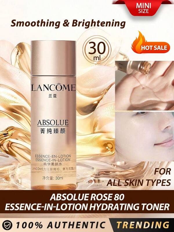 Lancôme Lancome [Mini Size] Rose Water Essence 30ml / Contains 80% Rose Water, Smooth Texture, Makes Skin More Radiant And Supple / After 1 Week Of Use, Skin Feels Soothed, Smooth, And Refreshed. This Hydrating Toner Has A Lightweight Texture That Transforms From Smooth To Refreshingly Hydrated Upon Application, Absorbing Quickly Without Oiliness Or Stickiness.