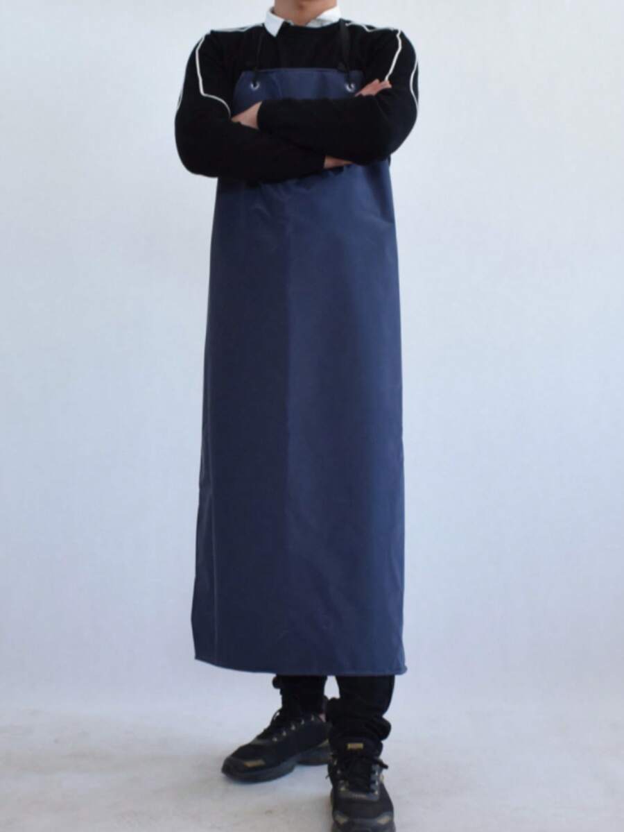 PVC Heavy Duty Rubber Apron Oil Resistant Men Kitchen Work Bib Aprons Unisex - Dark Blue - View 1
