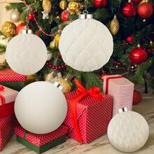 Large Velvet Christmas Ball Ornaments - 6 Inch Flocked Christmas Balls Shatterproof Drative Hanging Ornaments Set For Xmas Tree Holiday Wedding Party Dr (Cream, 2pcs), These Oversized Velvet Baubles Boast A Sumptuous, Soft Texture And Rich, Deep Hues, Adding Luxurious Warmth To Your Christmas Tree.  Their Full, Rounded Shape And Velvety Finish Make Them Stand Out As Elegant Focal Points, Elevating Your Festive Setup With Timeless Glamour.26616919,Fireplace Decoration ,New Year Decor ,Shatterproof - Đen và trắng - Xem 5