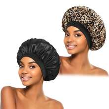 1Pc Silk Bonnet, Satin Bonnet Elastic Band Silk Sleep Cap Soft Adjustable Hair Cap Hair Wrap For Women Sleeping,Leopard Print Shower Cap Suitable For Curly Hair, Beauty, Hotel Sports, Household Necessities, Towel, Skin Care, All-Season Universal Shower Cap - Multicolor - View 6