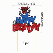 1pc 3/4/5/6 Years Old Birthday Cake Topper - Glitter Spider Web, Celebrate 3/4/5/6 Years Old Birthday, Birthday Cake Toppers, Spider Party Decor, Suitable For 3/4/5/6 Years Old Birthday Party Cake Decorations - Multicolor - View 3