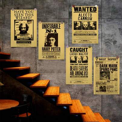 Harry Potter Bộ 7 áp phích truy nã, mang phong cách phim kinh điển và các áp phích phim phụ, thích hợp để tự làm khung ảnh, trang trí hành lang, phòng ngủ, văn phòng, phòng khách [Hàng chính hãng]