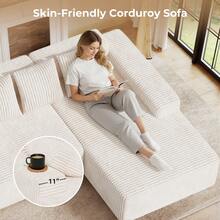 Nalupatio 131'' Large Sectional Couches With Chaise Lounge, U-Shaped No Assembly Required Deep Seat Modular Cloud Sofa For Living Room 1PCS - Màu be - Xem 6