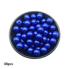 4/6/8/10mm Cuentas redondas de acrílico azul para hacer joyas, cadenas de teléfono móvil, pulseras, collares y accesorios de decoración DIY de moda - azul real - Ver 6