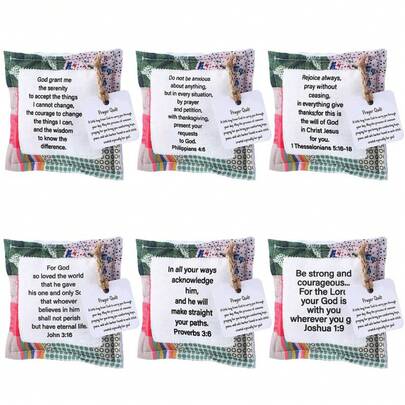 Pocket Prayer Quilt With Cross Inside, Mini Handwritten Prayer Quilt, Handmade Square Pocket Quilt, Christian Encouragement Gifts For Friends And Family, Thanksgiving, Christmas, Pastor, And Appreciation Gifts