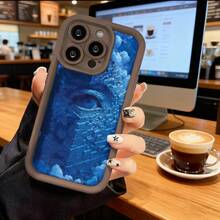 Funda de Teléfono Diseño de Patrón de Ojos Azules Cubierta Protectora para iPhone 14 13 12 11 Pro Max y  Galaxy S23 S22 S21 Plus Funda de Teléfono para Parejas Regalo de Novio Novia Regalo de Vacaciones - Blanco - Ver 5