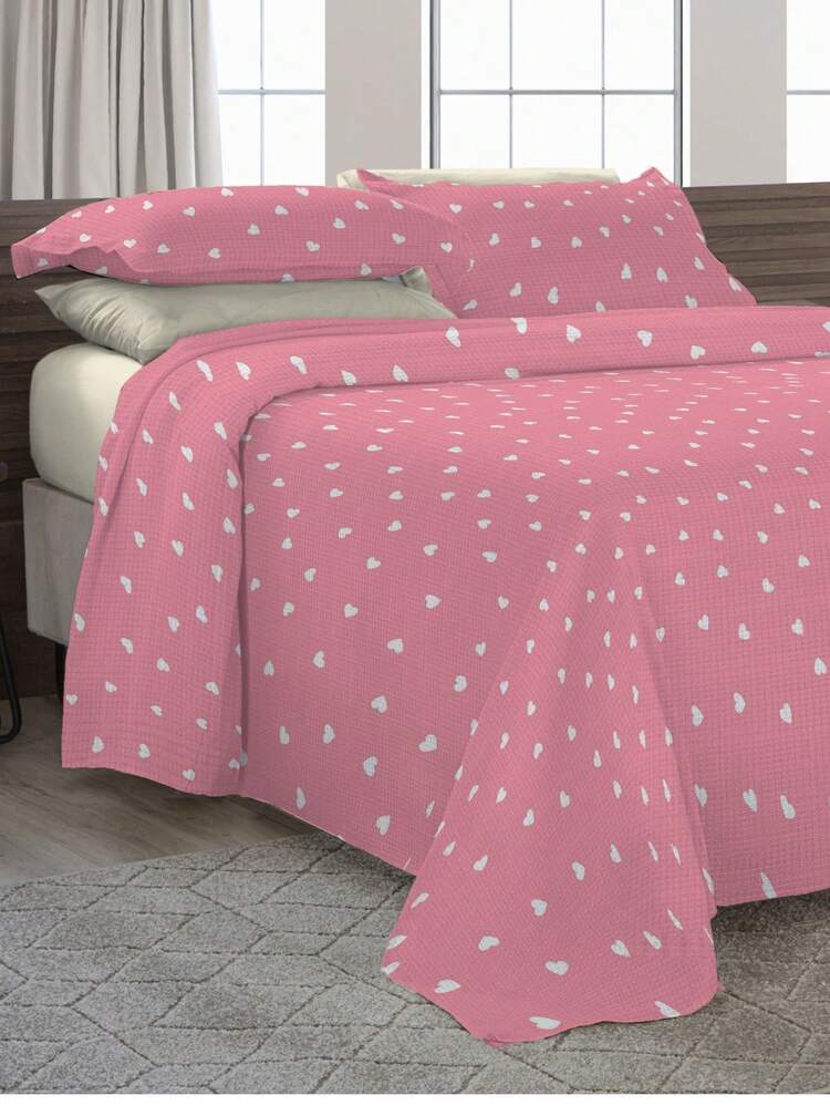 Madrid Piquet Bedspread/Quilt, Double/Standard Size, 3 Pieces, Cotton Fabric, Printed, Various Prints - Hearts - View 1