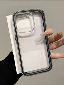 Funda de teléfono de moda de material sólido de color blanco, rosa, negro y azul, minimalista, de alta calidad, creativa, transparente, de cobertura completa, resistente al agua, a prueba de golpes y arañazos, regalo de cumpleaños y aniversario de primavera - Negro - Ver 6