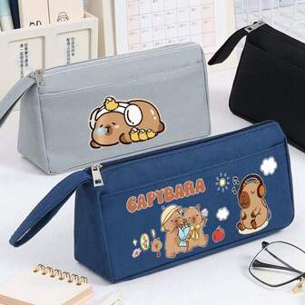 Estuche de gran capacidad para lápices Capybara, nueva caja de papelería, estuche para lápices multifuncional, estuche para plumas fuente, bolsa portátil de cosméticos, bolsa de almacenamiento de suministros de oficina, estuche para lápices de múltiples capas de gran capacidad, perfecto para regalos de vuelta al colegio y Navidad